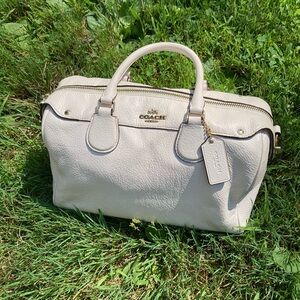 Coach Mini Bennett White Cream Chalk Color Soft Pebbled Leather Satchel Hand Bag